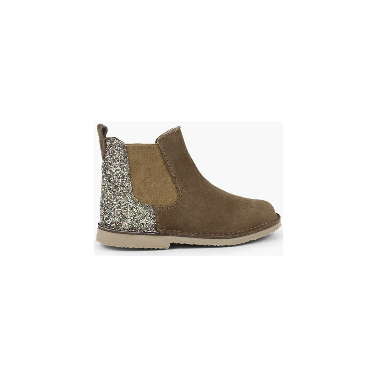 Botines Niña Serraje con talonera glitter
