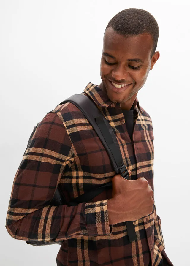 Camisa de manga larga Marrón de cuadros