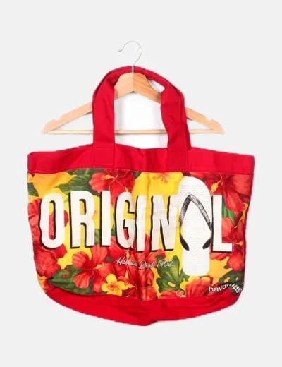 Havaianas Bolsa de tela roja estampado