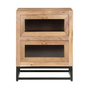 Mesita de noche de madera maciza de acacia 40x30x50 cm