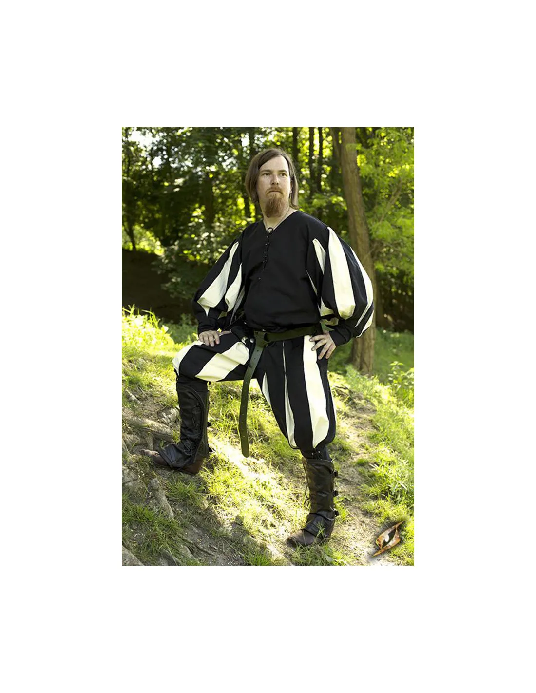 Pantalones de mercenario Lansquenete, negro-blanco