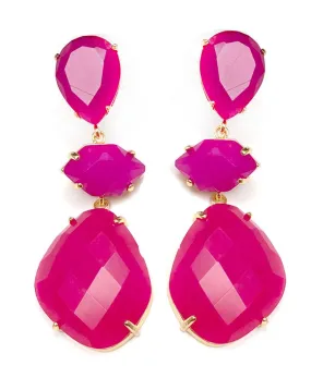 PENDIENTES LARGOS DE PIEDRAS EN ESTE INTENSO TONO FUCSIA