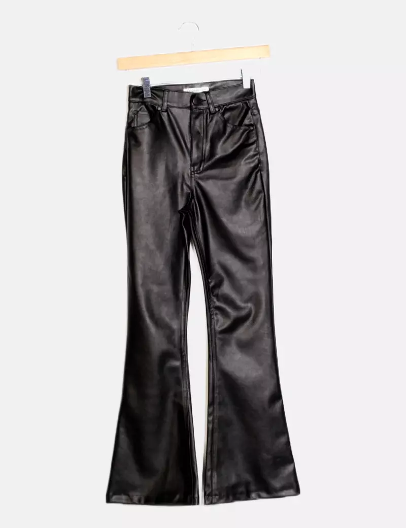 Pull&Bear Pantalones de tela Rectos Polipiel
