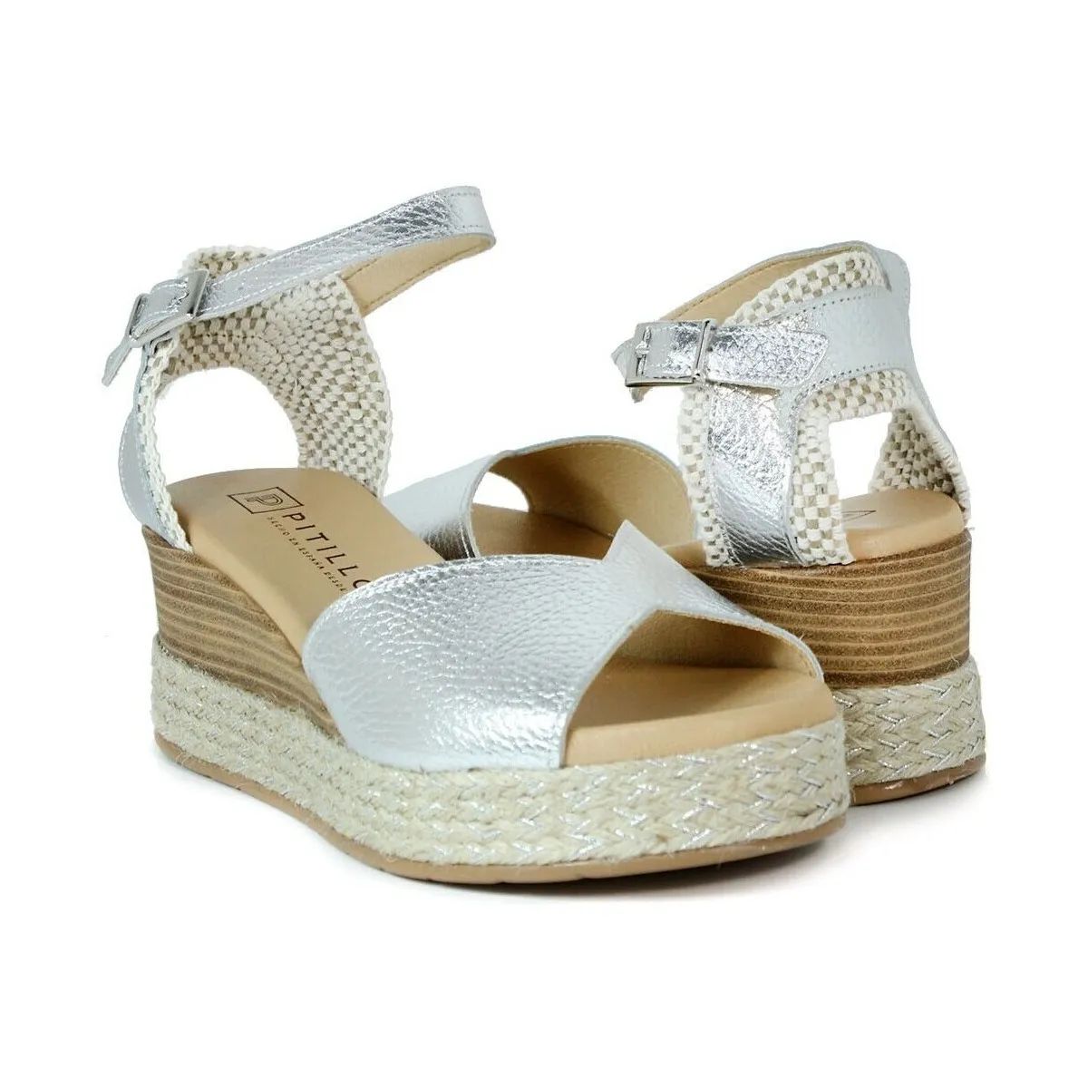 SANDALIAS DE CUÑA PARA MUJER CÓMODAS  5521 PLATA