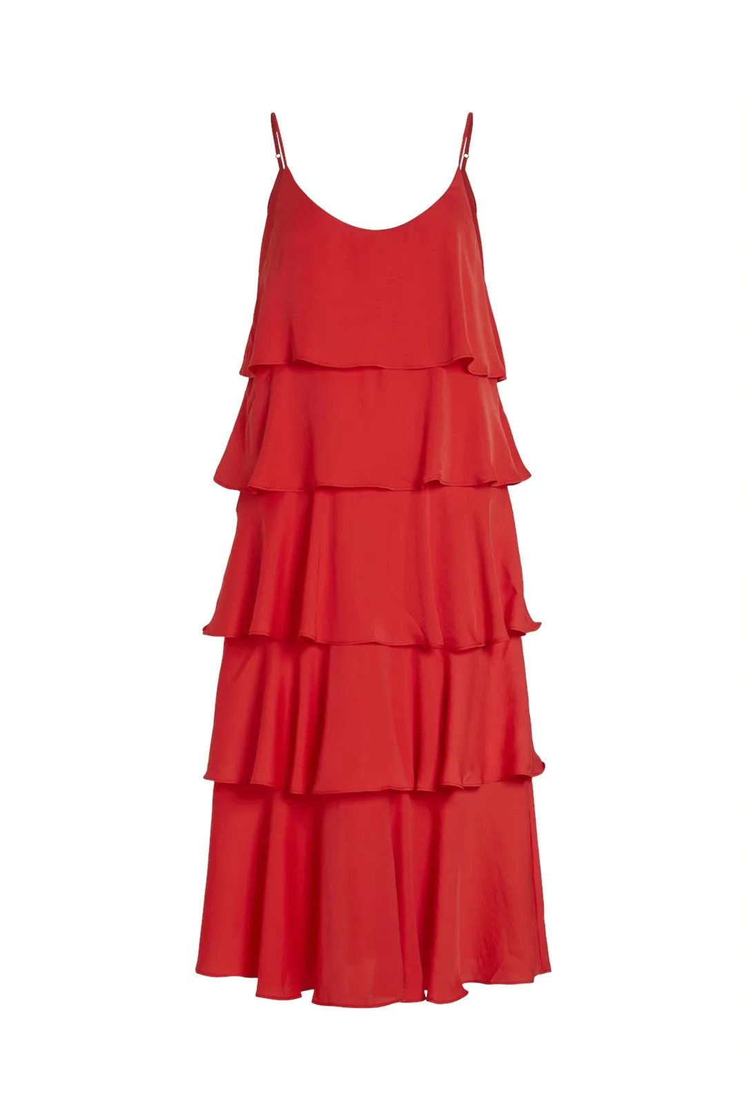 VESTIDO FIESTA VOLANTES VIAMAL ROJO